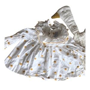 Jose Varon Baby Girl Blouse Top 3M White & Yellow Polka Dot Ruffle Collar